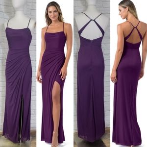 AZAZIE Kalea Mermaid Pleated Floor-Length Dress Purple Bridesmaid